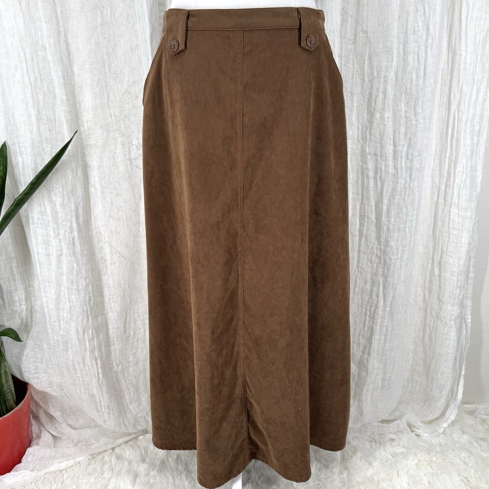 Vtg 90s Brown Minimalist Maxi Skirt M Boho Chic Quiet Luxury Capsule Equestrian